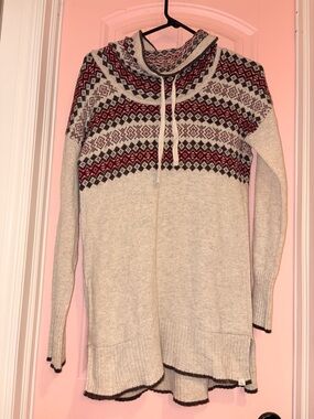 Eddie Bauer Cream Fair Isle Cowl Sweater